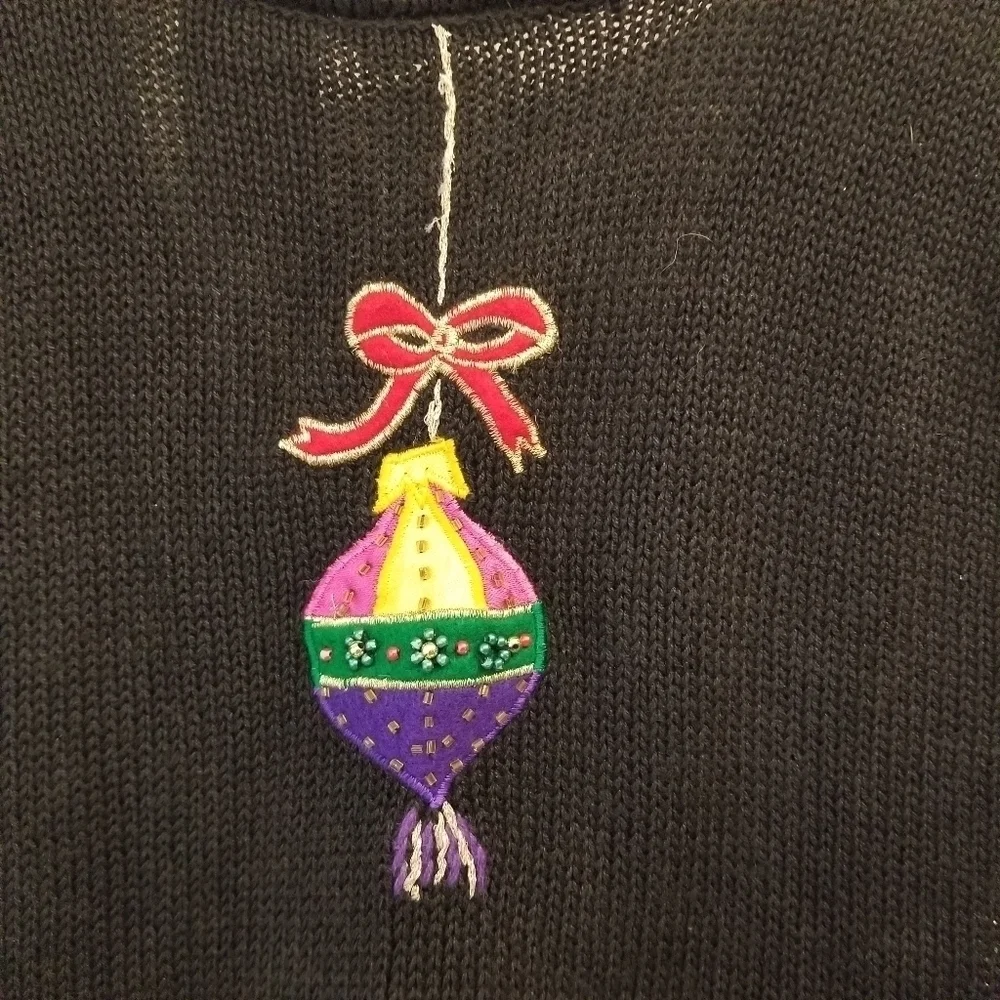 {S} Christmas Ornaments Sweater Vest Beaded Embroidered Holiday Season - Picture 8 of 13